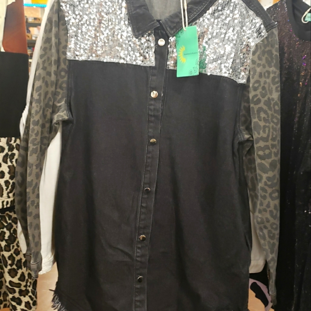Shacket black with silver sequins